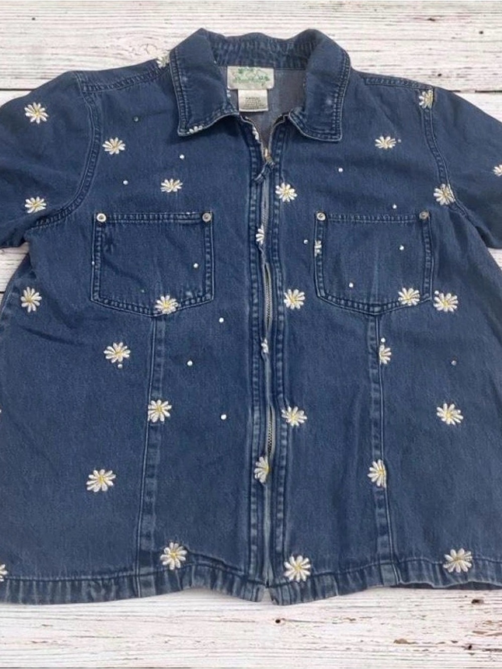 The Quacker Factory Embroidered Denim Zip Jacket